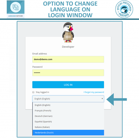 Prestashop Backend Language Switcher