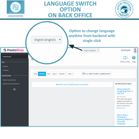 Prestashop Backend Language Switcher