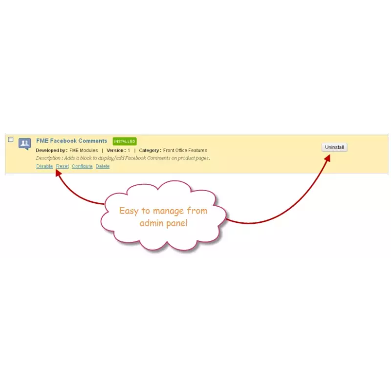 Módulo de Comentários do Facebook prestaShop, Plugin