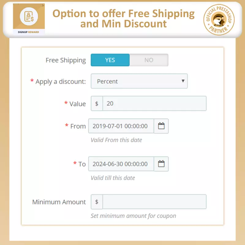 Signup Reward - Offer Discounts Upon Registration