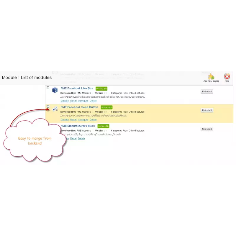 PrestaShop Facebook Send Button y módulos para Facebook