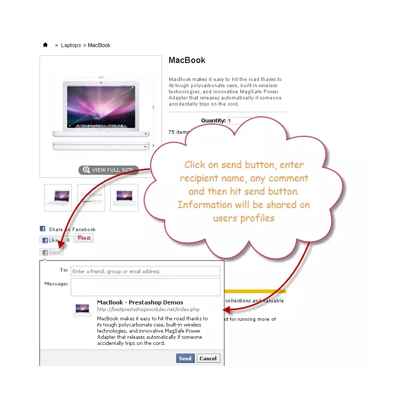 PrestaShop Facebook Send Button y módulos para Facebook