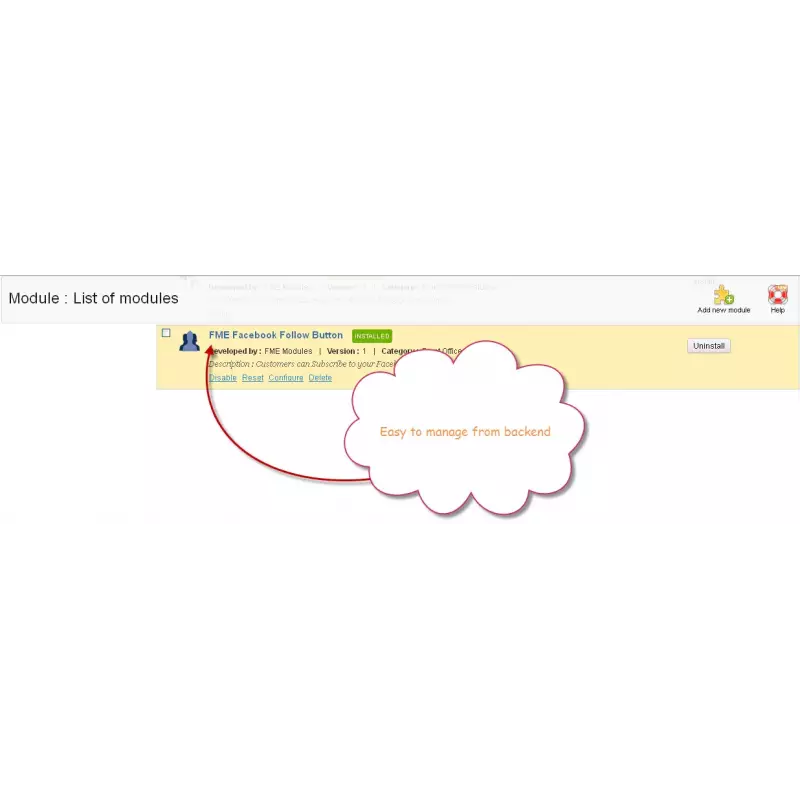 PrestaShop Facebook Follow Button – Módulos do Facebook