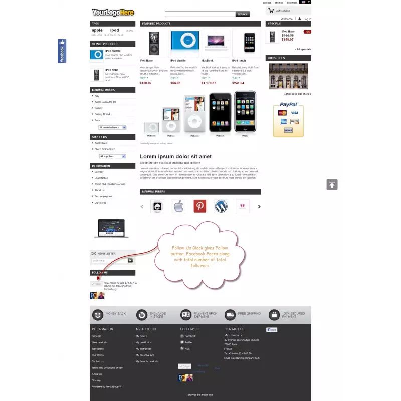 PrestaShop Facebook Follow Button – Módulos do Facebook