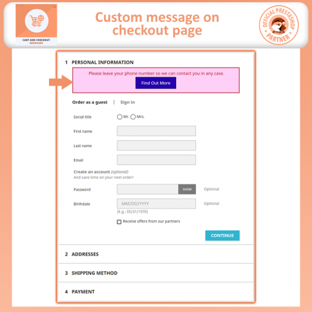 Prestashop Custom Cart and Checkout Messages Module