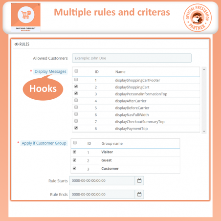 Prestashop Custom Cart and Checkout Messages Module