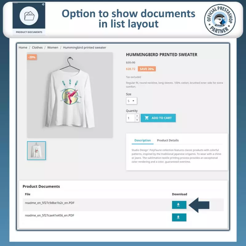 Modulo Documenti Prodotto Prestashop