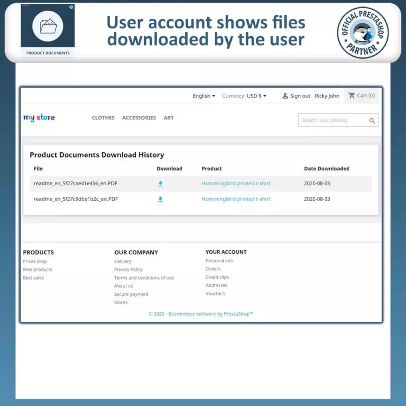 Prestashop Produktdokumente-Modul