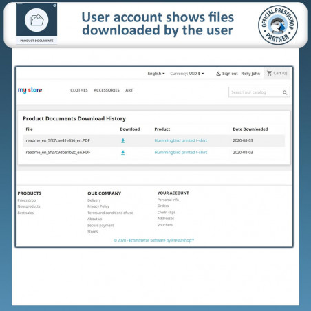 Prestashop Download Documents Module