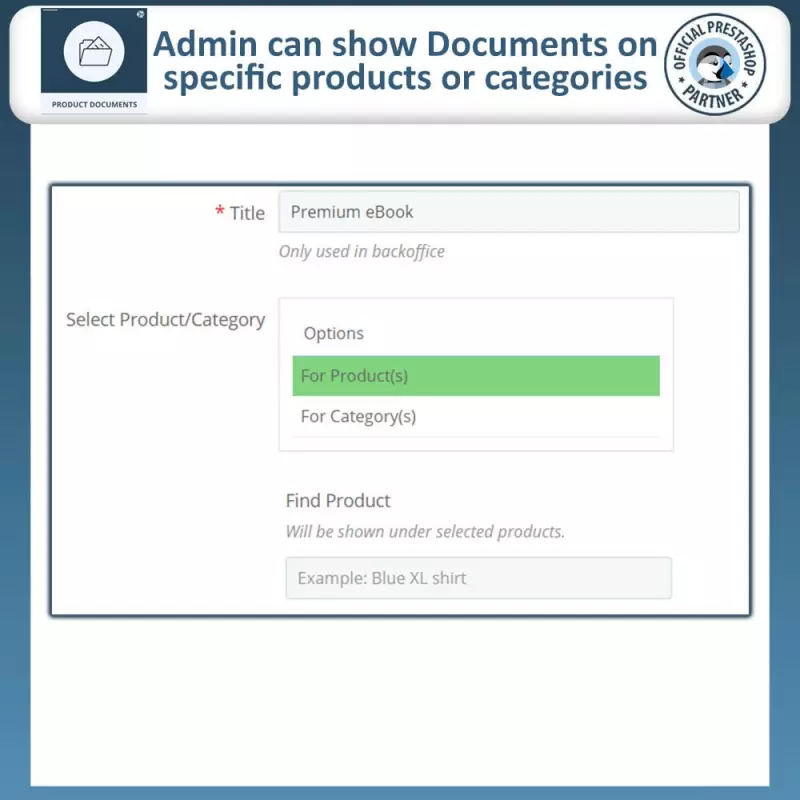 Prestashop Product Document Module: Documenten beheren