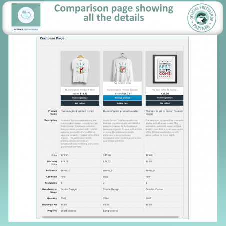 Advance Product Comparison