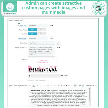 Prestashop My Account Customizer Module