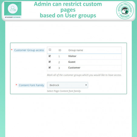 Account customizer prestashop