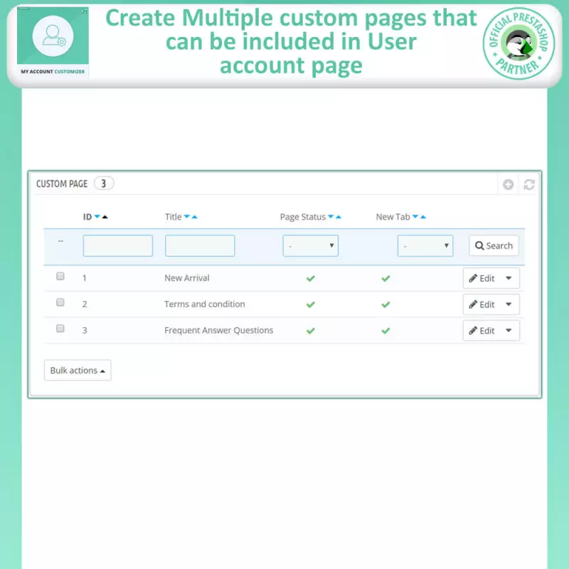 Module de personnalisation du compte utilisateur PrestaShop
