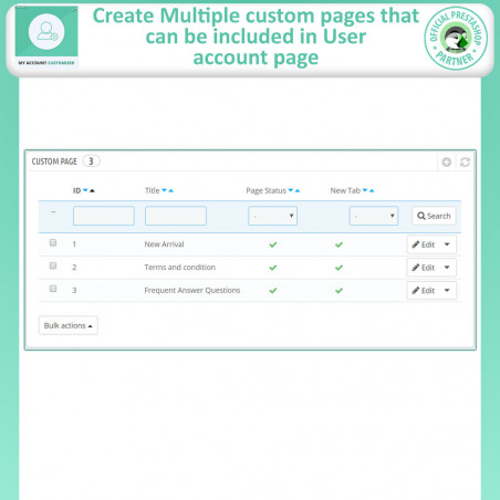 Prestashop My Account Customizer Module