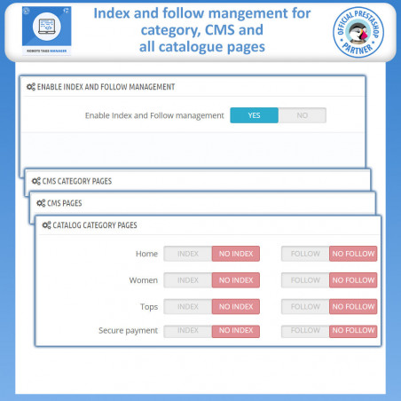 Prestashop Nofollow Index Manager