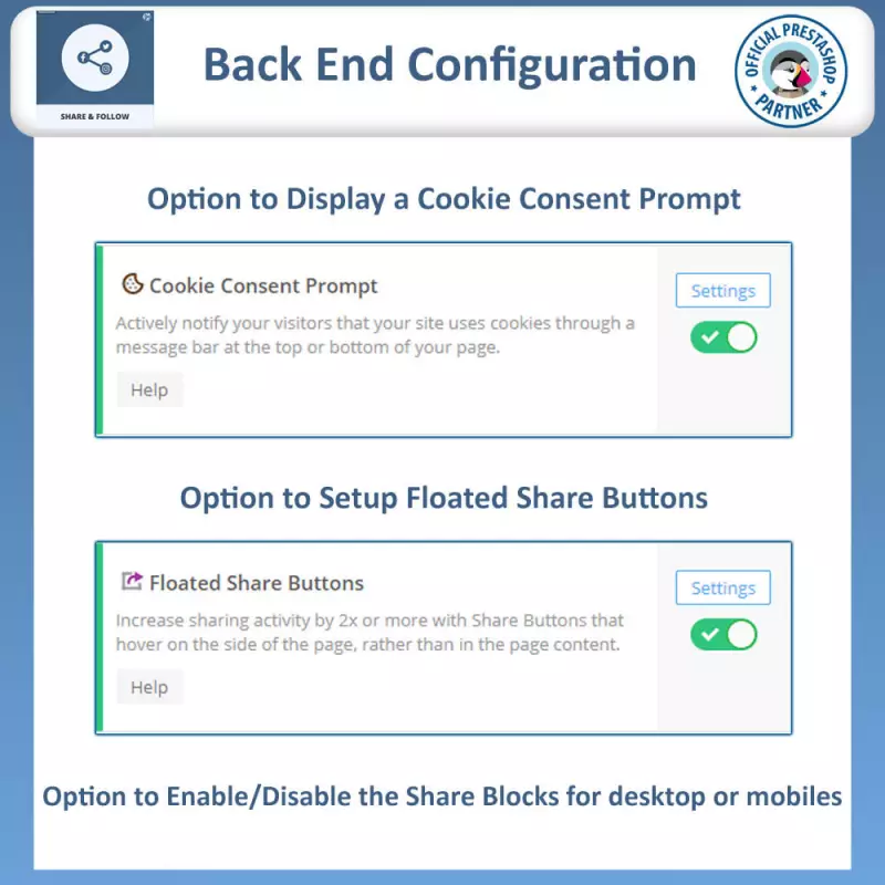 Compartilhar e Seguir - Prestashop