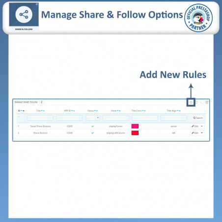 Prestashop Share and Follow Module