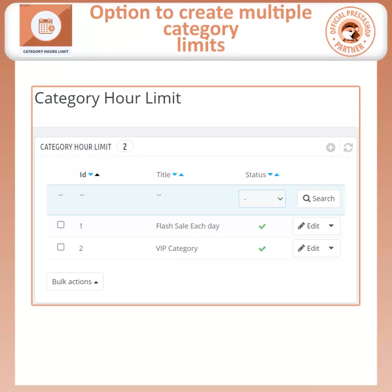 Stunden-Limits Kategorie - Prestashop