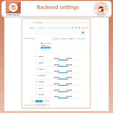 limit category by time prestashop