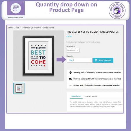 Prestashop Quantity Drop Down