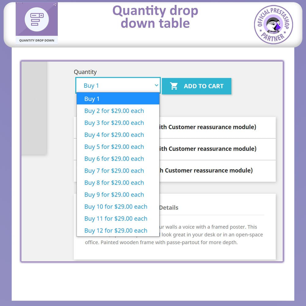Display the DropDown Quantities
