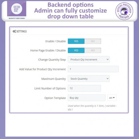 Prestashop Quantity Drop Down