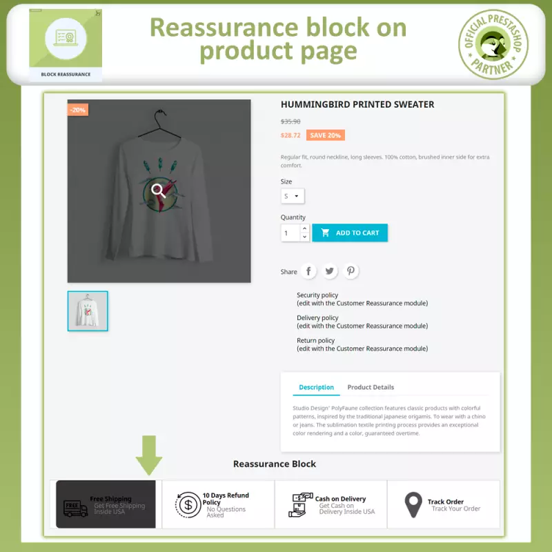 Block-Bestätigung mit Animation - Prestashop