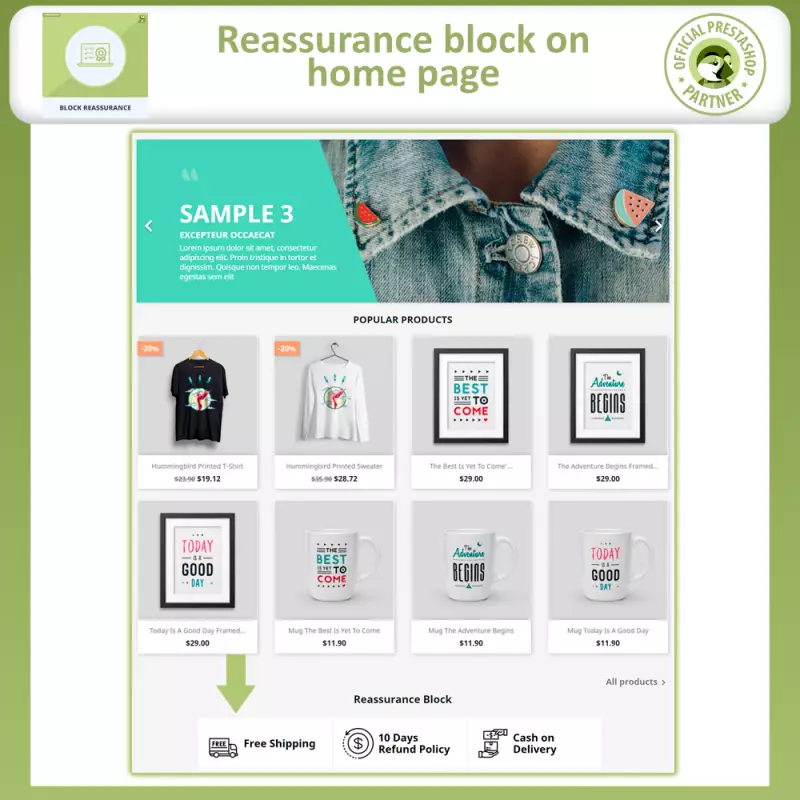 Block-Bestätigung mit Animation - Prestashop