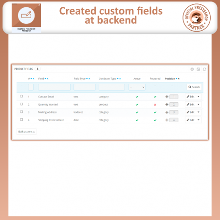 prestashop custom fields product