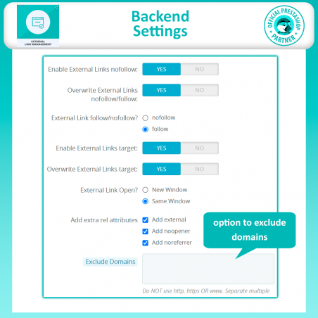 prestashop external link management