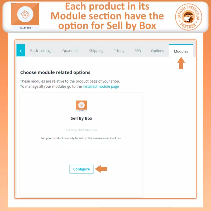 Verkauf nach Boxen - Prestashop Modul