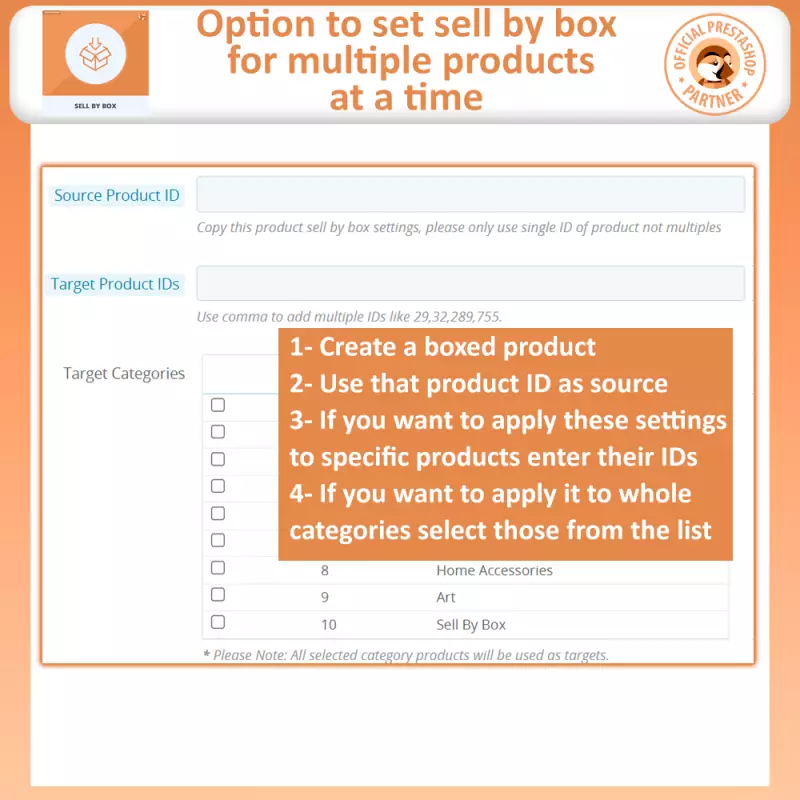 Verkauf nach Boxen - Prestashop Modul