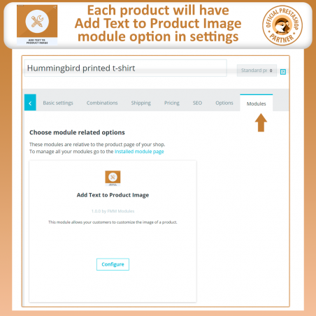 Prestashop add text to product image