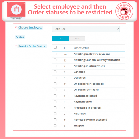 Restrict Order Status Based on Employees