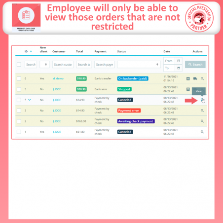 Prestashop Restrict order status