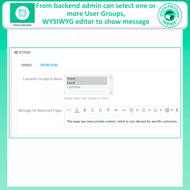 Módulo de páginas CMS privadas PrestaShop | Restricción B2B