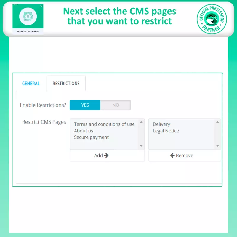 Módulo de páginas CMS privadas PrestaShop | Restricción B2B