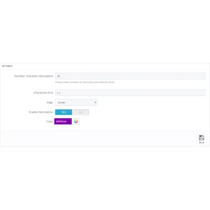 Prestashop Descrizione del prodotto sull'elenco