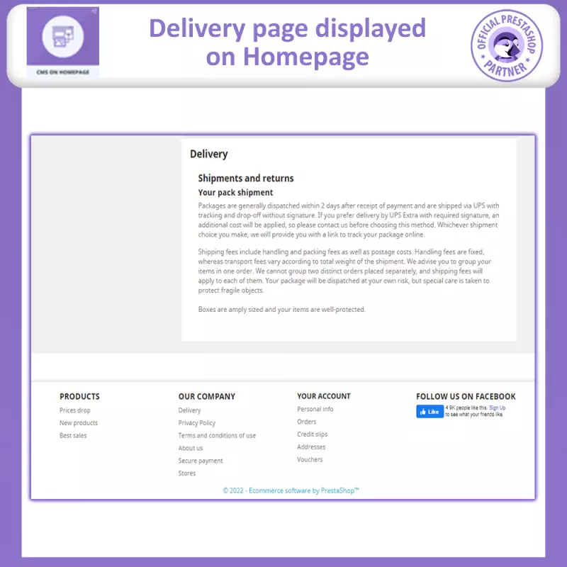 PrestaShop CMS-blokken weergeven op uw startpagina
