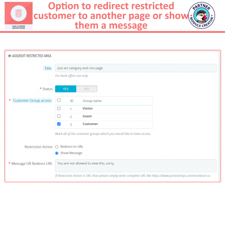 Prestashop restrict customer group