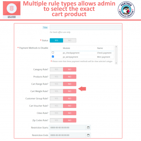 Prestashop Payment restriction