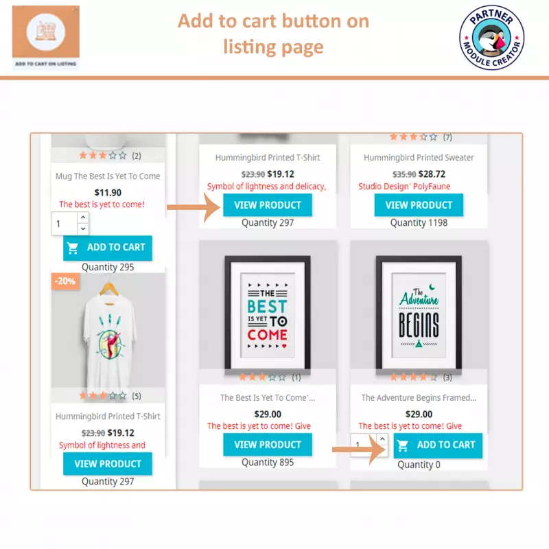 Botón gratuito de Add to Cart en listado de PrestaShop
