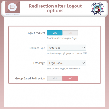 Prestashop redirect after registration
