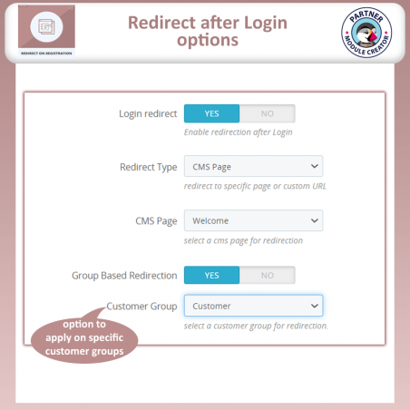 Prestashop redirect on login logout