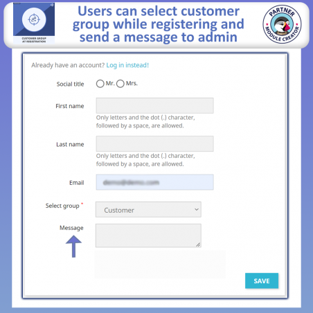 Select customer group at registration prestashop