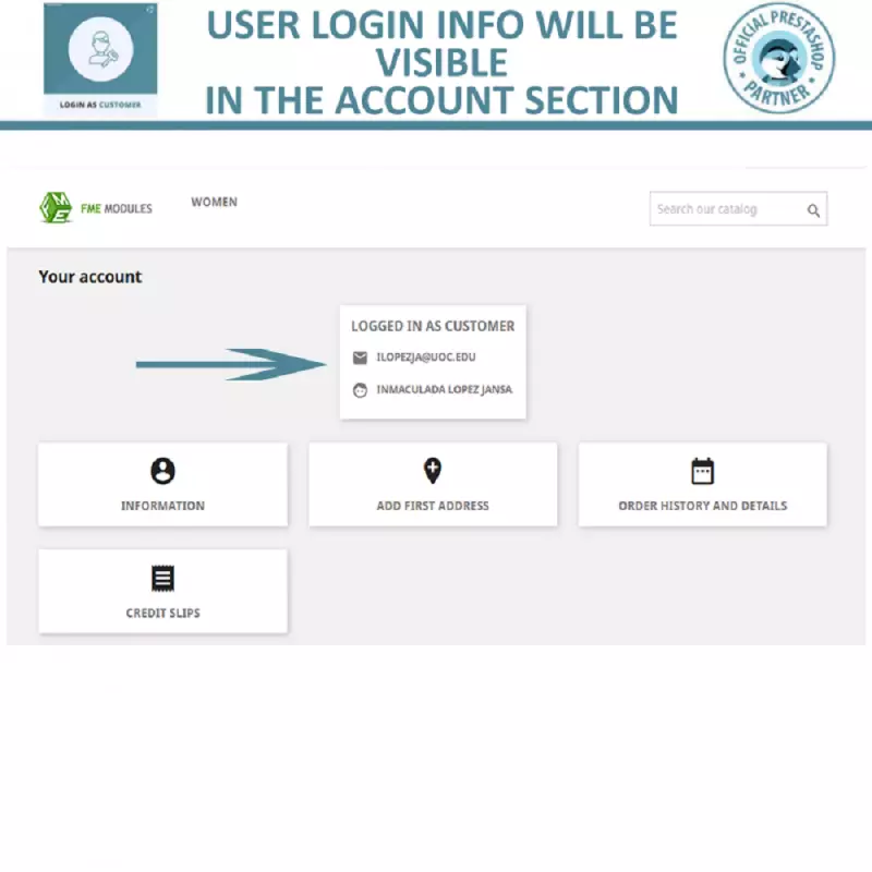 Accedi Come Cliente - Prestashop