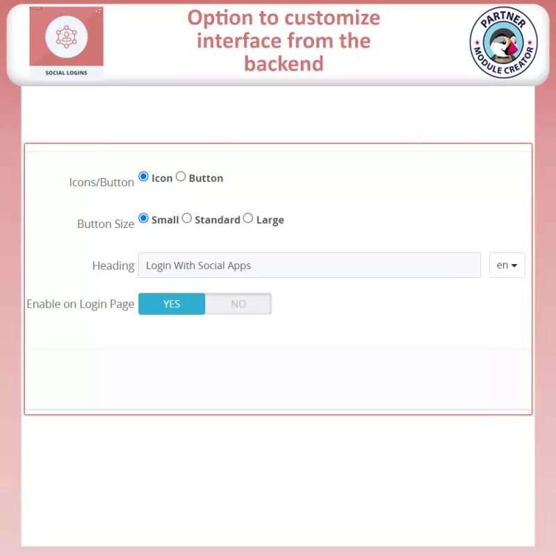 social login PrestaShop - Interface customization