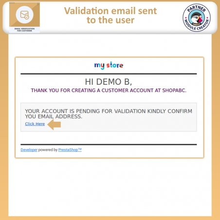 Prestashop customer account verification via email