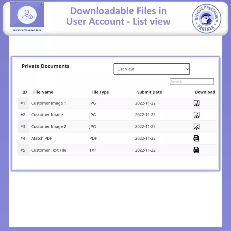 Area Download Privata per Clienti Autorizzati